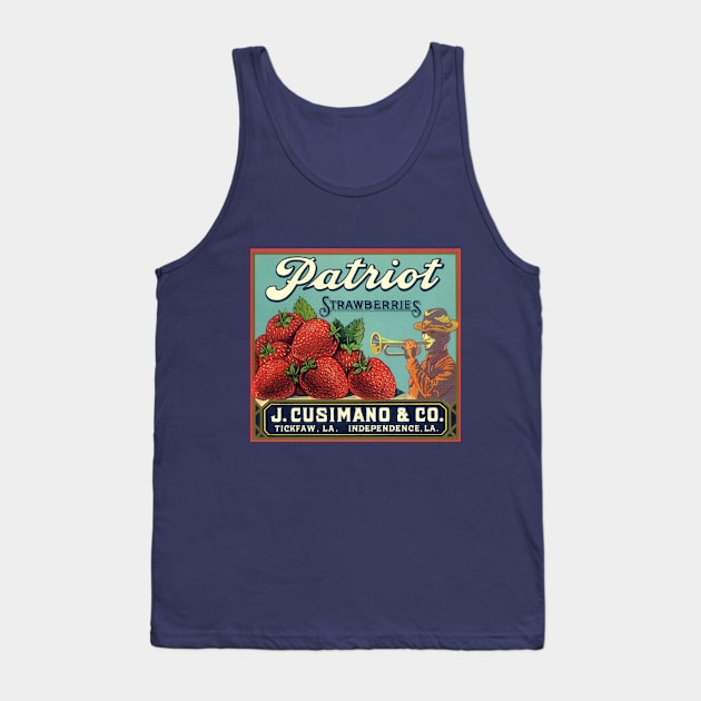 Vintage Patriot Strawberries Fruit Crate Label Tank Top by MasterpieceCafe